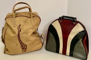 lot 184 image: Vintage 1969 Brunswick Bowling Set with Two Bags and Shoes