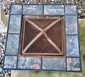 lot 188 image: Tile-Top Metal Fire Pit in Used Condition