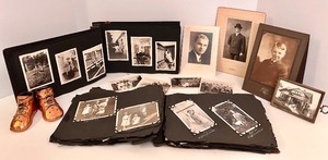 lot 207 image: Vintage Photograph Album Collection with Baby Shoes and Portraits