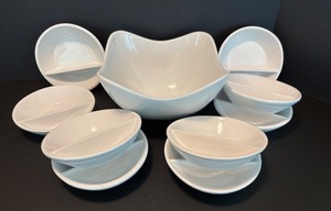 lot 66 image: ASA Selection Germany Modern Porcelain Bowl Set for Bread & Herbed Olive Oil