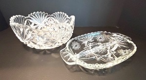 lot 94 image: Two-Piece Brilliant (Czech) Cut Glass Bowl with Waterford Celery Dish