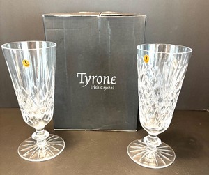 lot 211 image: Pair of Tyrone Irish Crystal Footed Glasses with Original Box
