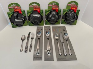 lot 219 image: Set of 6 WMF Cutlery Pieces and 4 Original Kaiser Happy Animal Molds