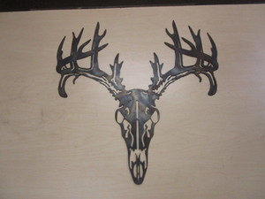 lot 118 image: Deer Head Skeleton Steel Sign 23x25