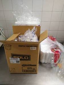 lot 52 image: Paper Products- Condiment Cups, Styrofoam Boxes
