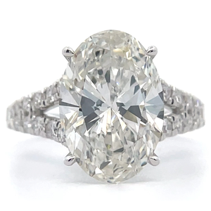 NEW! 6.09 Carat Oval Diamond Pavé Split Shoulder Shank Cathedral Ring in 14k White Gold w/ Report *VIDEO*