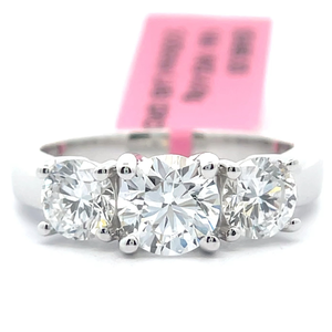 lot 13 image: NEW 2 Carat Diamond Three-Stone Past, Present, Future Ring in 14k White Gold VIDEO