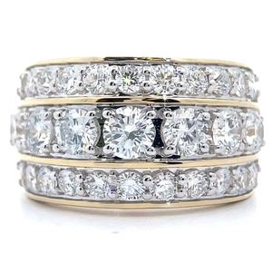 lot 15 image: NEW 3 Carat Diamond Triple Row Channel Ring in 14k Yellow Gold VIDEO