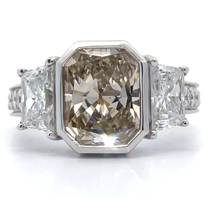 lot 17 image: 3.26 Carat Oscar Friedman Natural Fancy Light Brown Diamond & White Diamond Ring in 18k White Gold w Report VIDEO