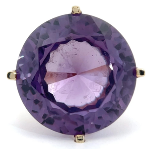 lot 22 image: LAVISH Art Deco Styled 8 Carat Fantasy Cut Color Changing Alexandrite Solitaire Ring in 14k Yellow Gold