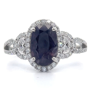 lot 26 image: NEW Oscar Friedman 2.74 Carat RARE UNHEATED KASHMIR Sapphire & Natural Diamond Split Shank Ring in Platinum w Report VIDEO