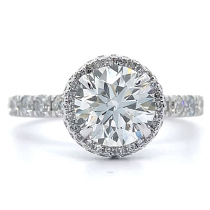 lot 36 image: NEW 2.91 Carat Diamond Pav Halo Ring in 14k White Gold VIDEO