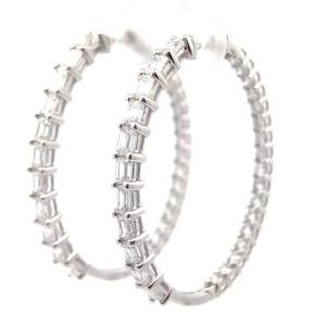NEW! 5 Carat Diamond Baguette Inside-Out Round Hoop Earrings in 14k White Gold *VIDEO*