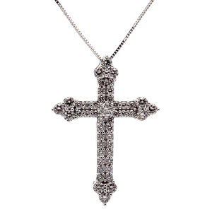 lot 24 image: NEW  Vintage Style 2 Carat Pav Diamond Celtic Cross Pendant in White Gold