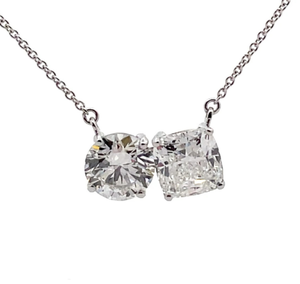lot 21 image: NEW 2.40 Carat Diamond Toi et Moi Station Necklace in 14k White Gold
