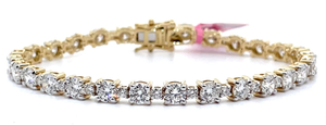 lot 11 image: NEW 9 Carat Diamond Tennis Bracelet in 14k Yellow Gold VIDEO