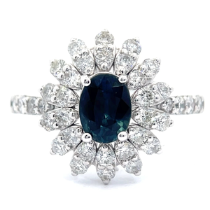 lot 33 image: NEW 1.92 Carat Madagascar Sapphire & Diamond Ballerina Cocktail Ring in Platinum w Report VIDEO