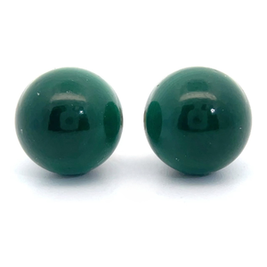 lot 41B image: Earthy Elegance 10mm Malachite Stud Earrings in 14K Yellow Gold   VIDEO