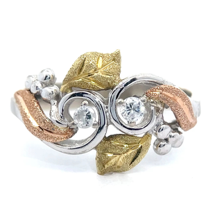 lot 38B image: Cubic Zirconia Black Hills Gold  Silver Ring in 14k Two-Tone Gold VIDEO