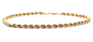 lot 35B image: Slim 3mm Rope Chain Bracelet in Yellow Gold