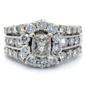 lot 13B image: 2 Carat Natural Diamonds Triple Row Ring in 14k White Gold VIDEO