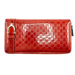 lot 47 image: Gucci Red Patent Leather GG Zip Around Wallet  Pre-Owned Retail $625