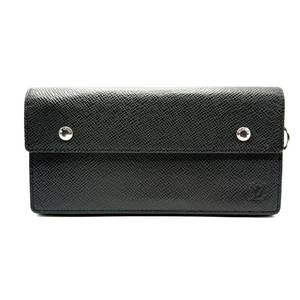 lot 34D image: Louis Vuitton Taiga Leather Multiple Organizer Wallet in Black with Silver Hardware Pre-Owned Retail $795