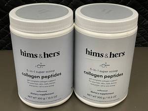 Set of 2 Hims & Hers 5-in-1 Collagen Peptides Unflavored Supplements