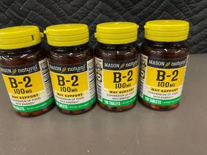 lot 10 image: Set of 4 Mason Natural B-2 100mg Dietary Supplements, 100 Tablets Each