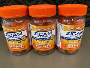 lot 26 image: Set of 3 Zicam Cold Remedy Medicated Fruit Drops Orange Flavor