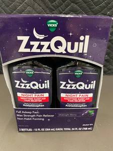 lot 28 image: Set of 2 Vicks ZzzQuil Night Pain 12oz Bottles