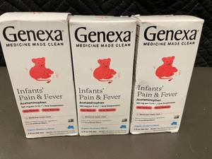 lot 35 image: 3 Boxes of Genexa Infants Pain & Fever Relief Acetaminophen 2 fl oz