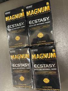 lot 40 image: Lot of 4 Trojan Magnum Ecstasy Large Size Condoms