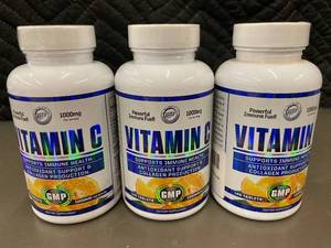 lot 65 image: Set of 3 Vitamin C Dietary Supplements 1000mg - 120 Tablets Each