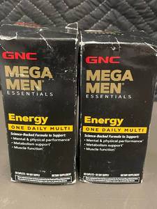 lot 76 image: GNC Mega Men Essentials Energy One Daily Multi Vitamins - 2 Boxes