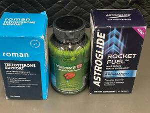 lot 86 image: Set of 3 Dietary Supplements Testosterone Support, Ashwagandha, L-Arginine