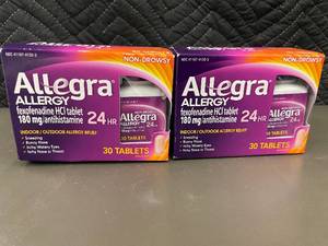 lot 216 image: Allegra Allergy Relief Non-Drowsy Fexofenadine Tablets, 30 Count (2 Packs)