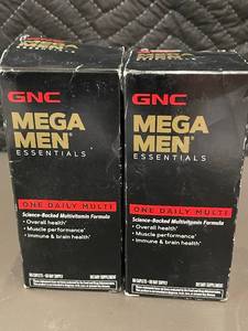lot 248 image: GNC Mega Men Essentials Multivitamin, 2 Boxes of 60 Caplets Each
