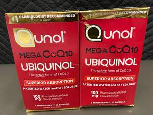 lot 252 image: Qunol Mega CoQ10 Ubiquinol Dietary Supplement 2-Pack