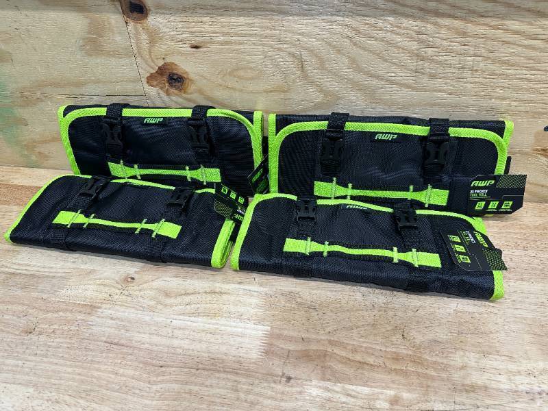lot 110 image: AWP Lot of 4- Tool Roll 21 Pocket Fits Most Common Tools 15in., Model# 1L551231