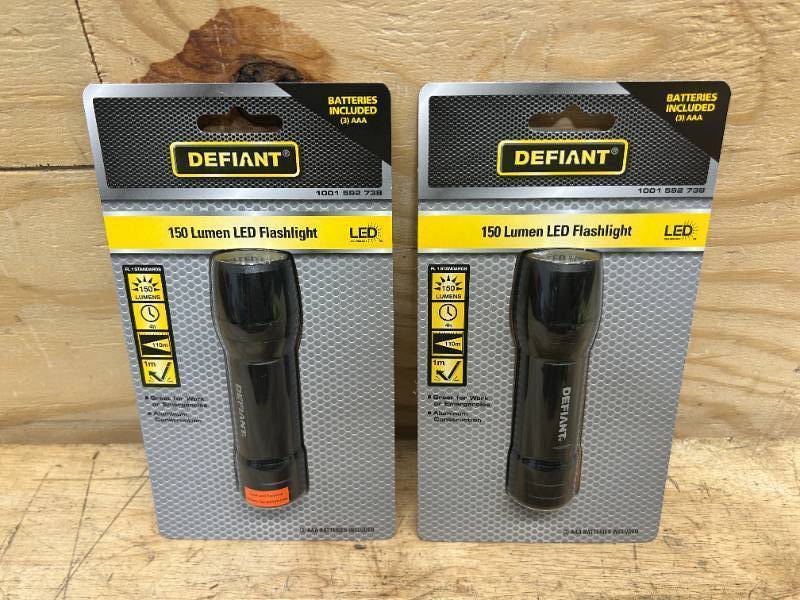 lot 18 image: DEFIANT Lot of 2- 150 Lumens LED Flashlights