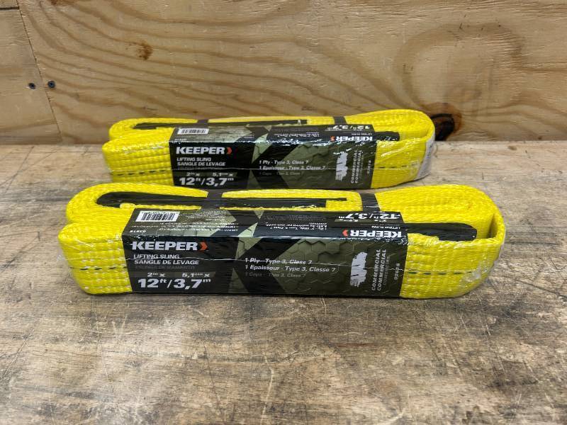 lot 59 image: KEEPER Lot of 2- 2 in. x 12 ft. 1 Ply Lift Slings with Flat Loop