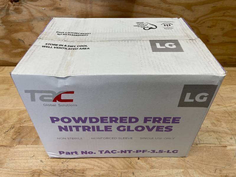 lot 64 image: Case of TAC Powdered Free Nitrile Gloves Size Large