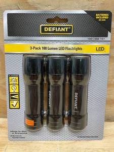 lot 58 image: Defiant 3-Pack 100 Lumen LED Flashlights