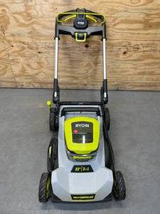 lot 3 image: Ryobi 40V 21 Cordless Lawn Mower Model # RY401014US - Tool Only