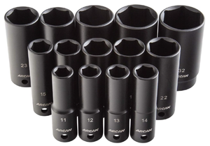 lot 112 image: Arcan 14 Piece 12 Drive Metric Deep Impact Socket Set Model # AS21214MD