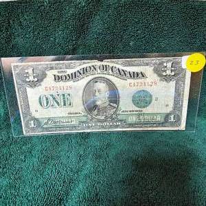 lot 23 image: 1923 $1 Canada Green Seal Large Note