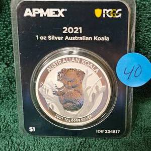lot 40 image: 2021 1oz Silver Australian Koala APMEX