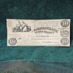 lot 53 image: 1861 $10 Confederate Note