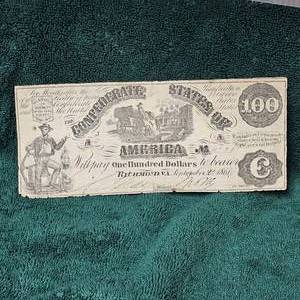 lot 56 image: 1861 $100 Confederate Note